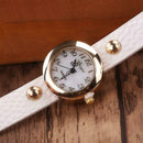 Douya Round Dial Quartz Watch Women Rhinestone Bracelet Wristwatch (White) A