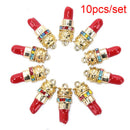 10Pcs/set Enamel Alloy Crystal Lipstick Charms Pendant Jewelry Craft DIY Maki&+