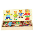 Wooden Baby Child Bear Changing Clothes Male Girl Baby Puzzle Three-Dimensi D7F4