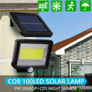 100LED Solar Power PIR Motion Sensor Outdoor Garden Lamp Security COB Wall Light