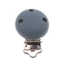 Cute Baby Pacifier Round Silicone Soother Clip Metal Holders Clasp  Gray