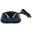 3 Port USB 3 Way 3.1A Blue Led Cigarette Lighter Socket Splitter Hub Power
