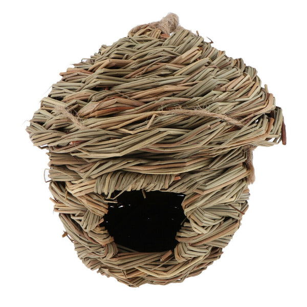 2Pcs Handwoven Straw Bird Lounge Nest Birdhouse Box for Hatching Breeding Garden