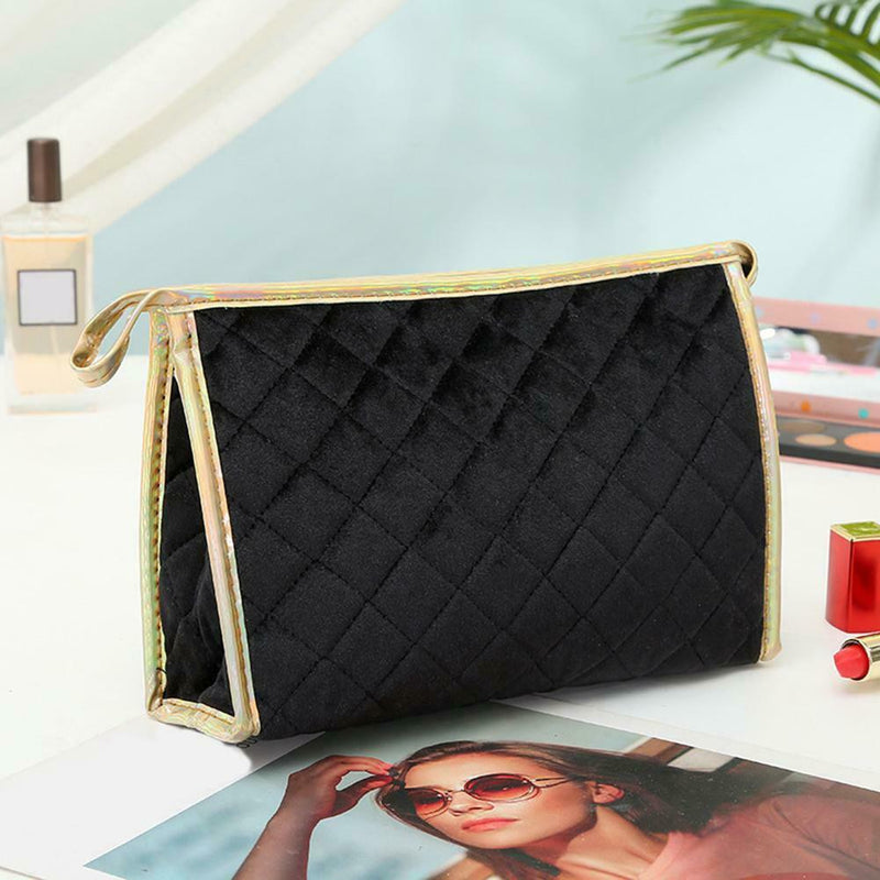 Travel Make Up Bag Cosmetic Case Organizer Zip Wash Toiletry Tote (Black) A