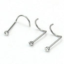 10x Stainless Steel Clear Crystal Twist Nose Ring Stud Body Bar Piercing