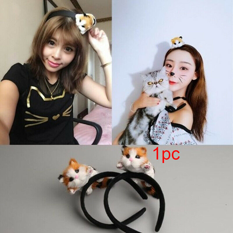Christmas Gift Women Hair Accessories Cute Cat Headband Sweet Party Plush Lo Ew