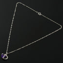 5X(Rhodium Plated Diamond Accent Amethyst Heart Shape Pendant Necklace 18" J4V8)