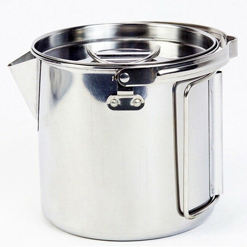 1.2L Outdoor Stainless Steel Kettles Camping Portable Boil Water Hanging Po