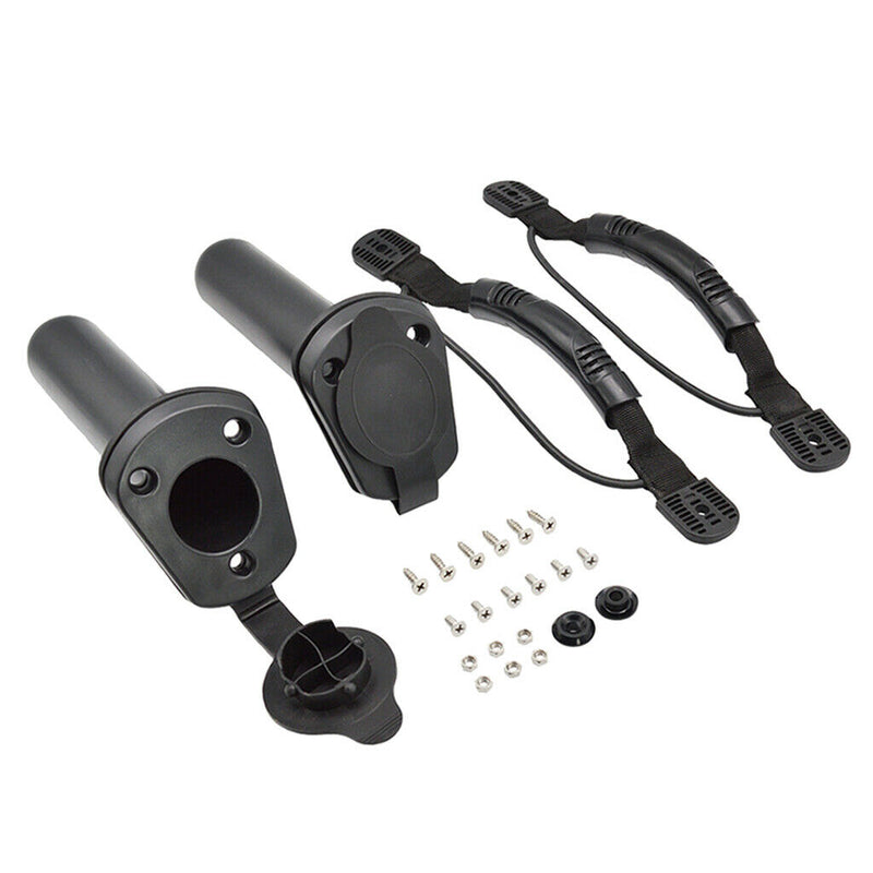 2pcs Durable Kayak Carry Handle & 2pcs Boat Fishing Rod Pole Holder with Cover