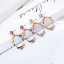 Sweet And Lovely Colorful Flower Wreath Pendant Earrings Enamel Diamond Ear A1W6