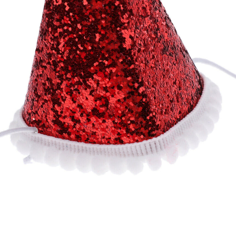 2 Pcs Red Cute Small Dog Cat Birthday Party Cone Hat Neck Scarf Set Costume,