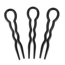 1 Set (3 pieces) Magic Plastic U Shaped Hair Needle Hair Braid, Black