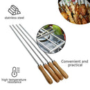 6PCS Roasting Sticks & Wooden Handle BBQ Fork Marshmallow 42cm Roasting T6V7