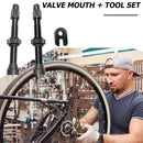 2pcs Presta Valve 62mm with Tool for MTB Road Bike Tubeless Tires (Black) A