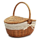 Handmade Wicker Basket with Handle, Wicker Camping Picnic Basket with Doubl N4P5
