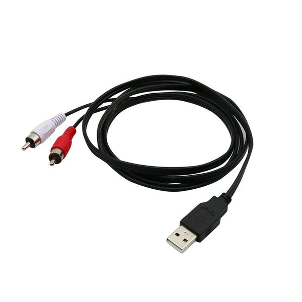 1.5M Usb A Male To 2X Rca Phono Male Av Cable Lead Pc Tv Aux Audio Video Ad B9B6