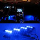 4 x 3 LED Car Interior Atmosphere Blue Light Charge Floor Decor Lamp Accessory s