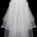 5X(Women Wedding Veil Dress White Bowknot Layers Tulle Ribbon Edge Bridal  M7H6)