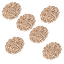6Pcs Wood Carved Flower Appliques Round Cabinet Onlay with Natural Color