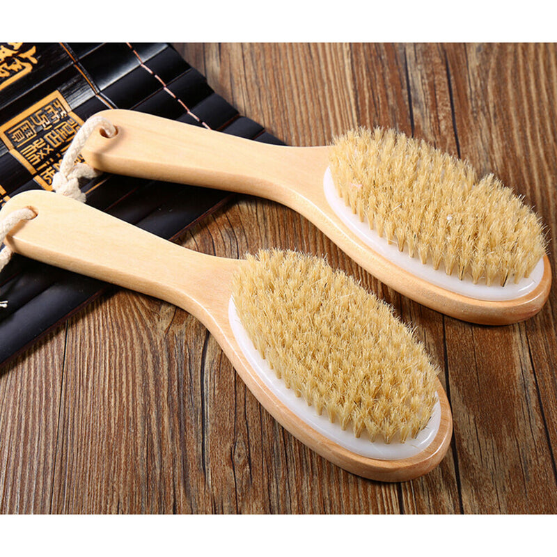 Body Natural Bristle Dry Skin Exfoliation Brush Massager Bath Shower-ScrubbeD Bj