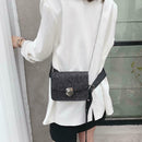 Solid Color Women PU Leather Shoulder Bag Flap Chain Messenger Bag (Black) A