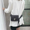 Solid Color Women PU Leather Shoulder Bag Flap Chain Messenger Bag (Black) A#S