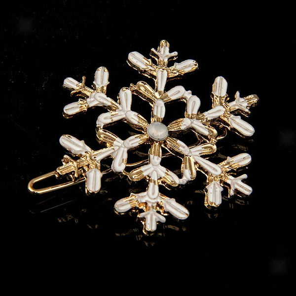 Large Snowflake Barrette Clip Hairpin Wedding Charm Enamel Hair Accessories