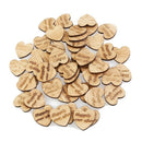 50pcs Wooden Heart Shaped Log Slices Crafts with Happily Ever After Pattern
