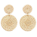 Rattan Woven Hoop Earrings Handmade Straw Dangles Wicker Braid Drop Earring O5H2