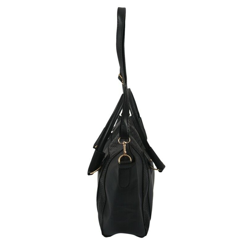 Women's Shoulder Bag in imitation leather Satchel Cross Body Tote Bag (Blac D2S3