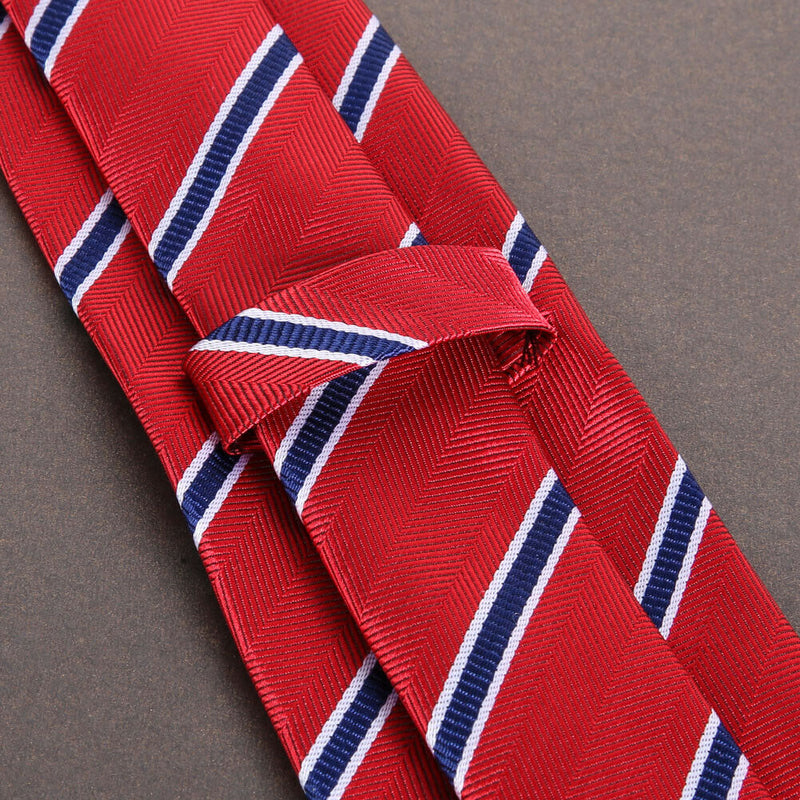 New Red blue stripes Silk Tie Jacquard Woven Classic Necktie Men's Tie