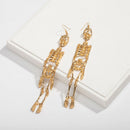 Fashion Exaggerated Halloween Alloy Human Skeleton Earrings Long Pendant Ea