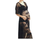 Women Pregnants Photography Maternity Short Sleeve Solid Sling Lace Long Dress