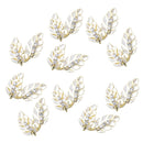 10 Lot Rhinestone Diamante Alloy Leaf Embellishments Buttons Flat Back Decor