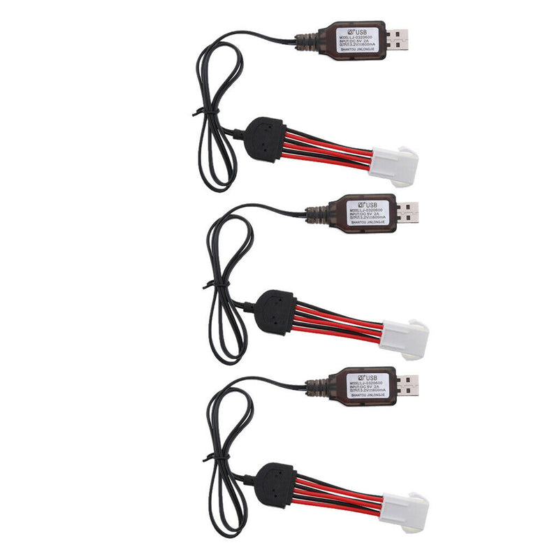 3x Premium 9.6V USB To EL-6P Li-po Battery Charger Cable for RC Drone Toys