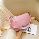 Elegant Leather Women Shopping Handbag Candy Color Shoulder Tote Bag (Pink) A