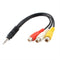 3.5mm Male Plug to 3 RCA Female Audio Video AV Cable 22cm F2P7