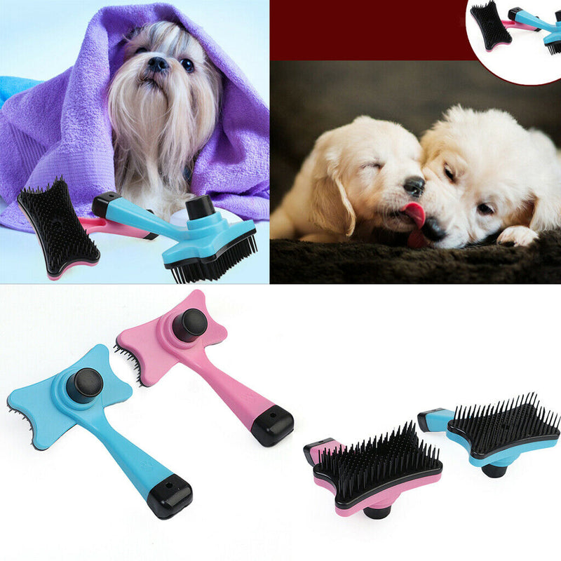 2pcs Pet Dog Cat Puppy Hair Trimmer Comb Brush Slicker Shedding Rake with Push
