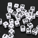 300 Mixed Alphabet /Letter Acrylic Square Beads 7x7mm