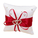 Ring pillow for wedding Ring pillow with satin ribbons red + white 10 cm x