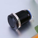 12mm Waterproof Flat Stainless Steel Momentary Push Button Switch (Black) A