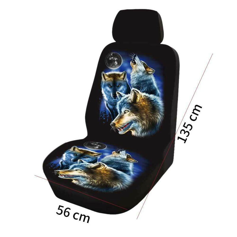 Front Saddle Washable Wolf Printed Car Seat Cover Anti Slip Interior Decoration