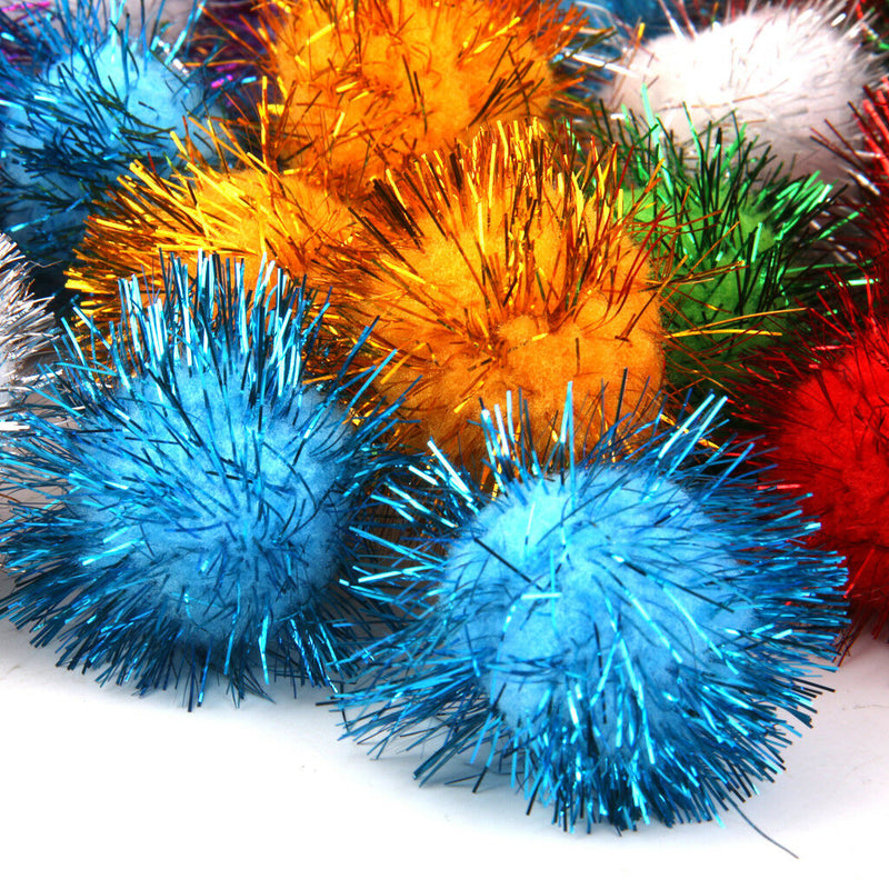 140pcs Pompom Balls Toys Sprayed for Kids Craft Toys 3.5cm