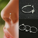 Surgical Steel Nose Ring Crystal Rhinestone Bone Stud Body Piercing Jewelry ES