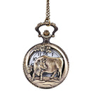 Zodiac cattle embossed hollow ancient pocket watch bronze large 12 Zodiac c B4U9