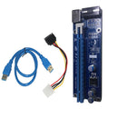 PCI-E Express USB 1x to16x Extender Riser Card Adapter SATA Power Cable 50cm