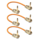 3pcs 20cm Guitar Patch Cables 6.35 to 6.35 Right Angle Guitar Pedal Patch Cables