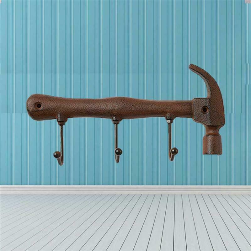 Wall Hook Archaistic Hammer Shape Hanger American Industrial Style Rack 3 H P6Q6