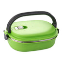 Stainless Steel Lunch Box Food Container Tiffin Round Carrier Green Orange