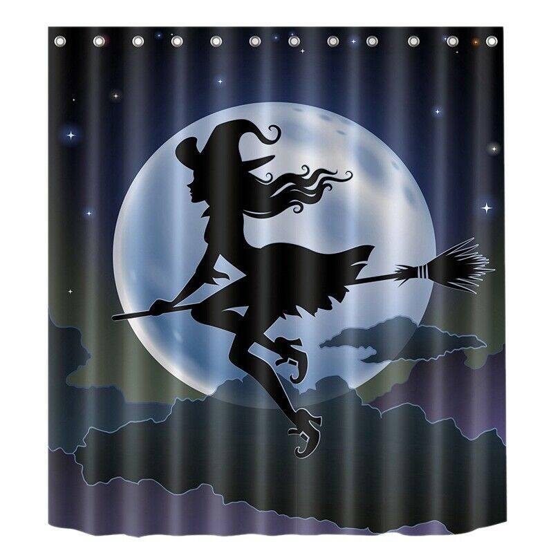 Halloween Witch Shower Curtain Bathroom Waterproof Shower Curtain Printing  S4Z9